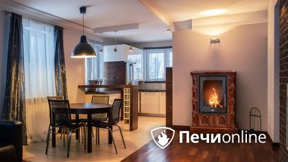 Печь-камин ABX Britania EXclusive, кафельный цоколь, коричневая в Шымкенте